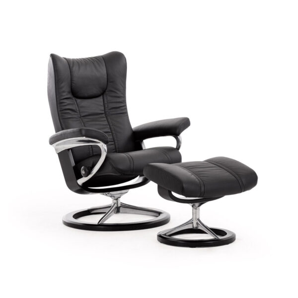 Stressless® Wing Signature Recliner and Footstool